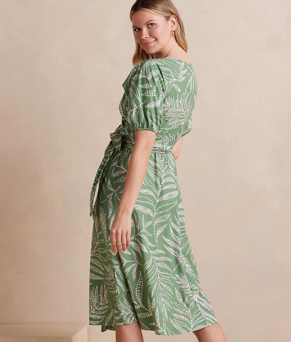 10084-The-Coastal-Poplin-Puff-Sleeve-Wrap-Midi-Dress-Dotted-Palms-in-Seagreen-White-Sand-2.webp The Coastal Poplin Puff-Sleeve Wrap Midi Dress - Dotted Palms in Seagreen & White Sand