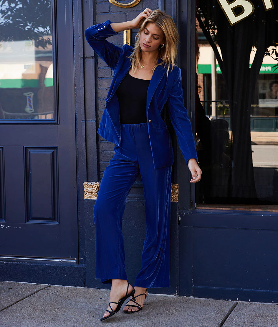 The Sustainable Velvet Collection Wide Leg Pant - Imperial