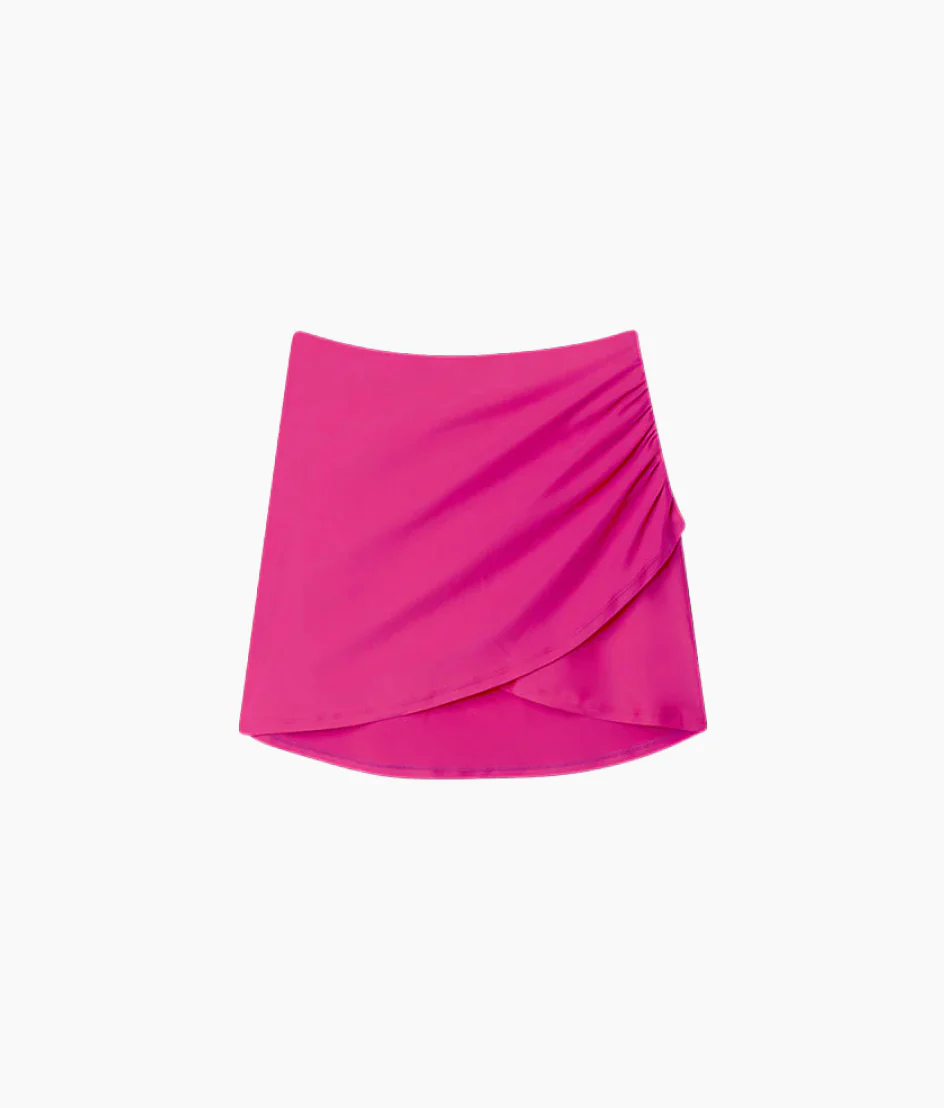 The Ruched Swim Skirt - Hibiscus