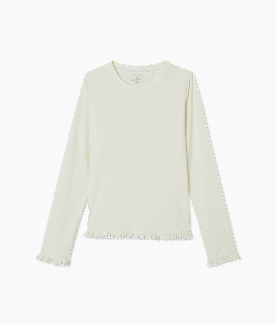 The Waterside Ruffle Rash Guard - White Sand