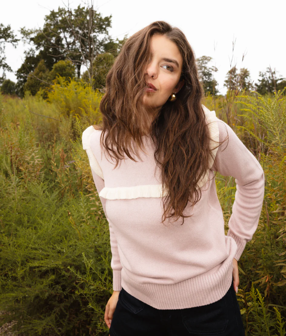 The Year-Round Crewneck Ruffle Sweater - Petal