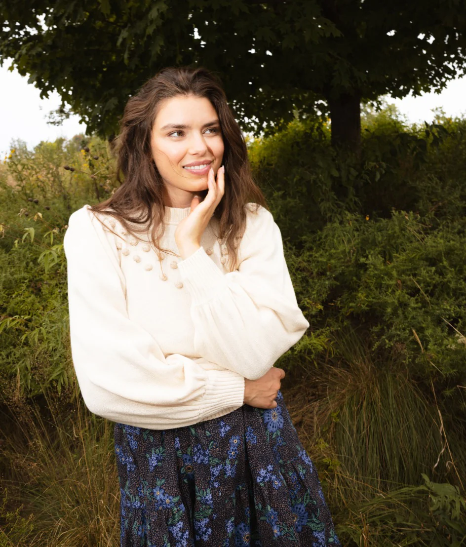 1264-The-Year-Round-Balloon-Sleeve-Pompom-Sweater-Dune-3.webp The Year-Round Balloon Sleeve Pompom Sweater - Dune