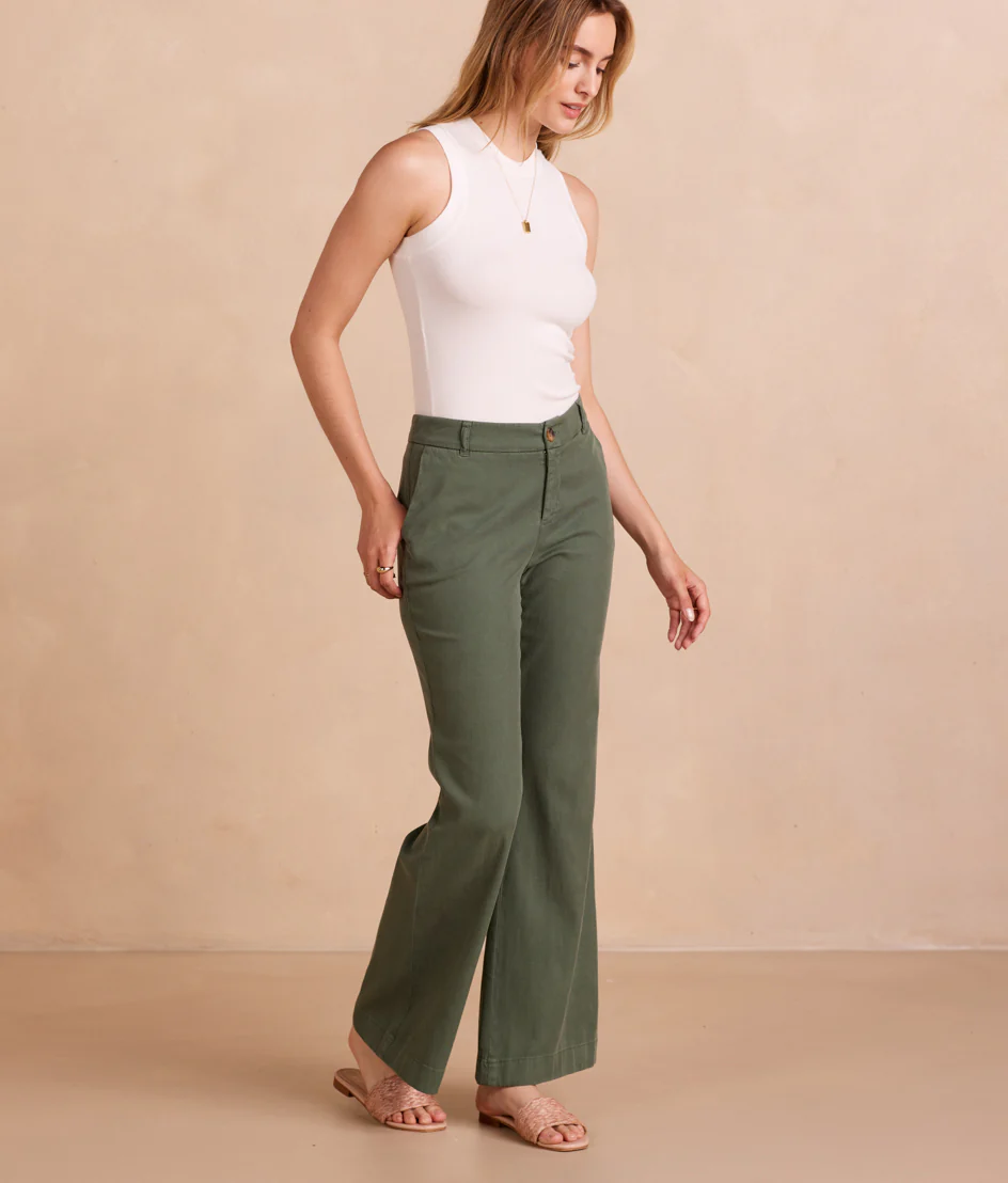 The Easy High-Waisted Flare Pant - Olive