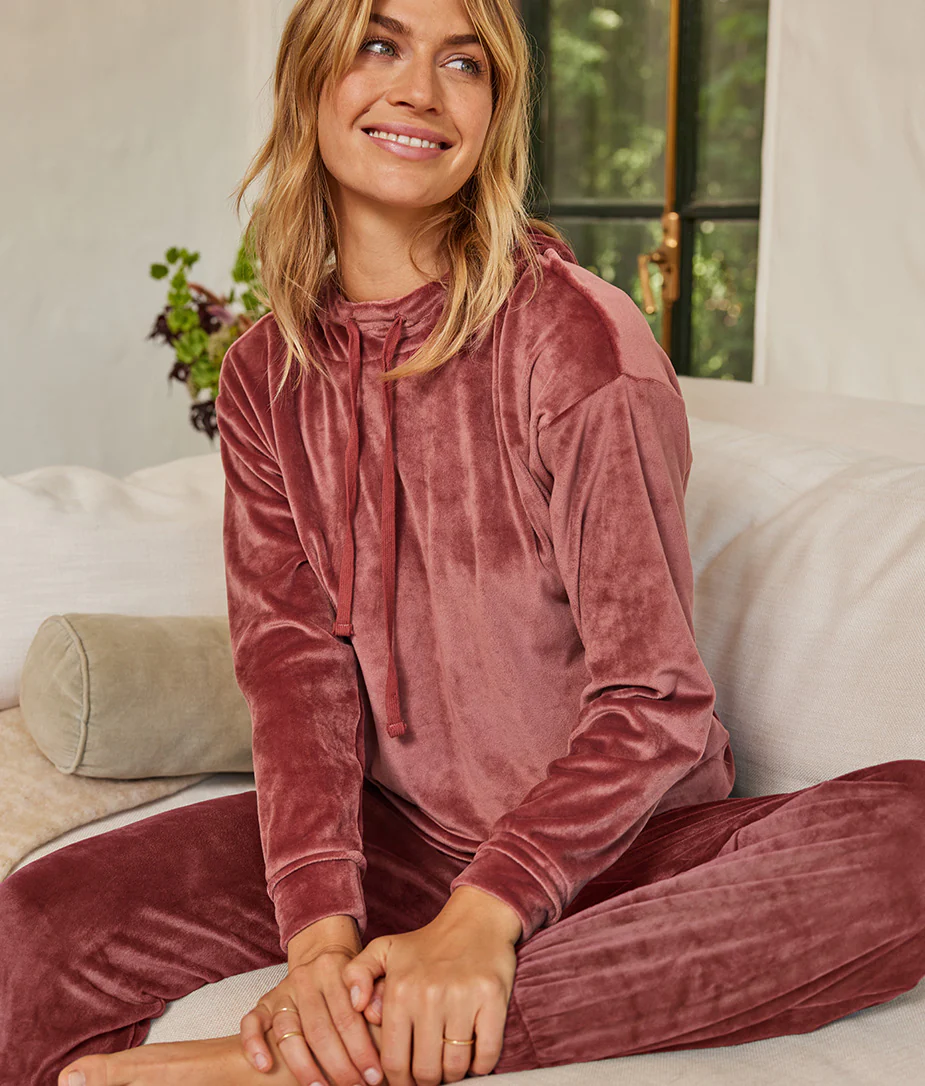 The Plush Velour Hoodie - Rosewood