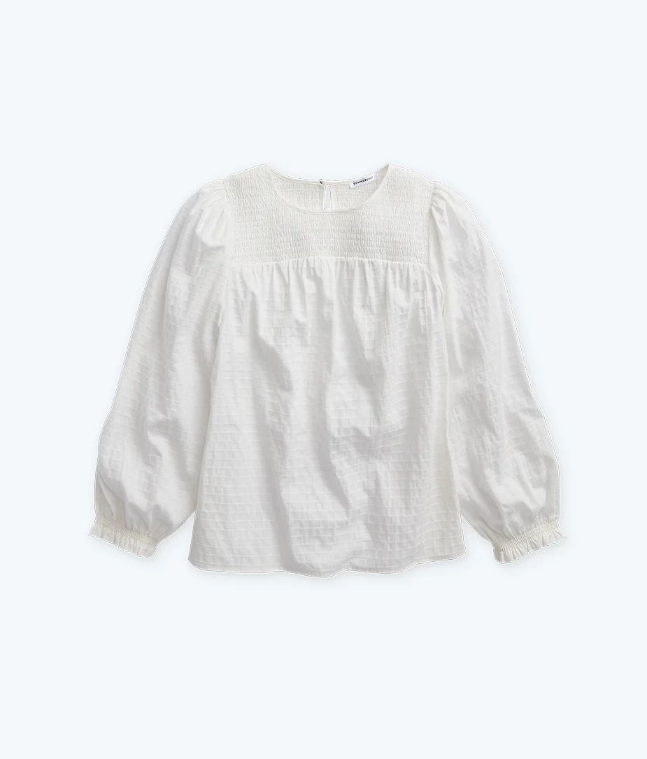 The Perfect Smocked Cotton Top - White Sand