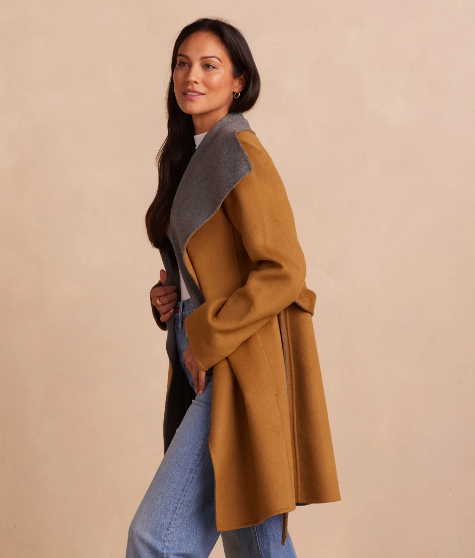 The Warmest Wool Wrap Coat - Camel & Wolf