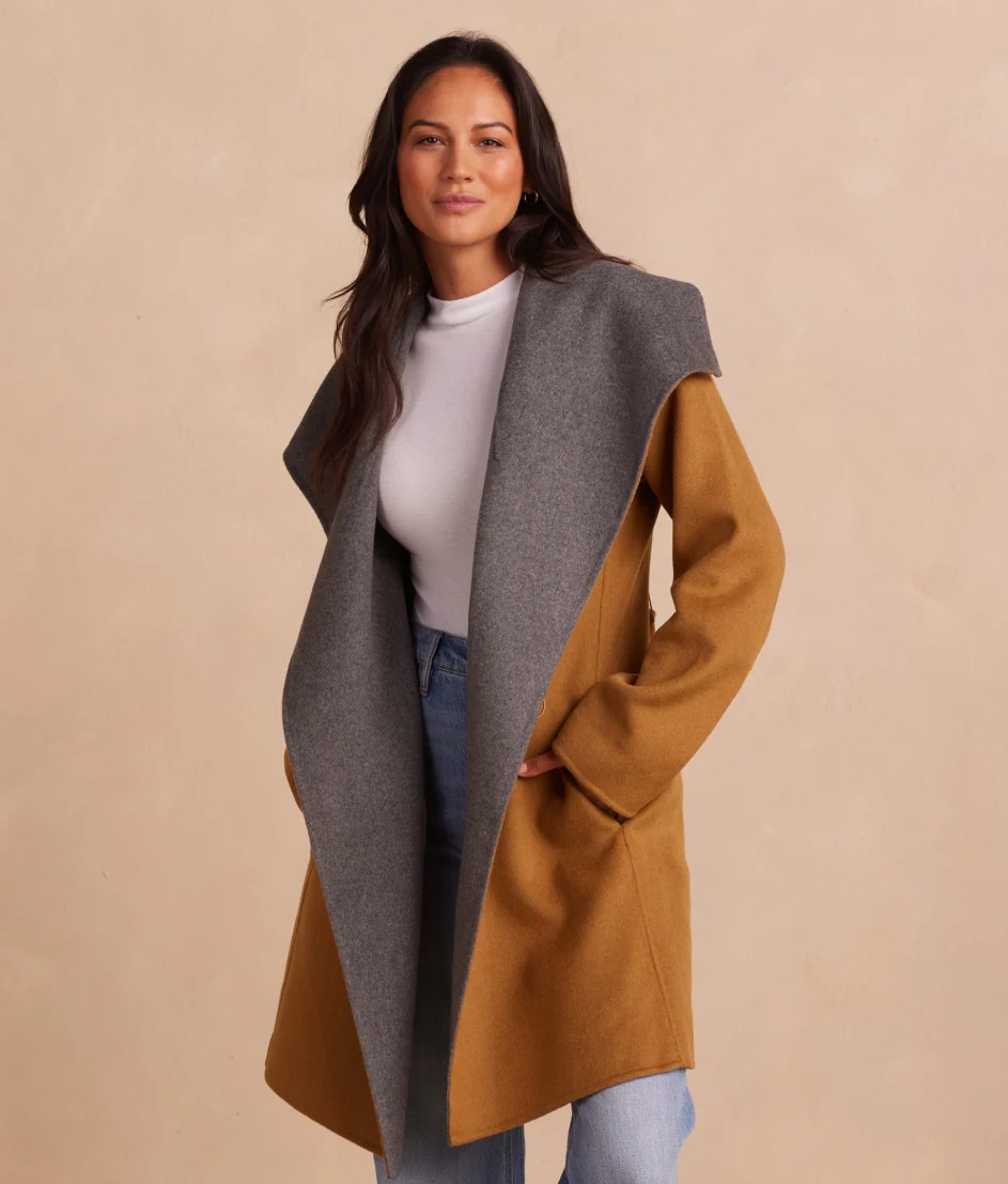 The Warmest Wool Wrap Coat - Camel & Wolf
