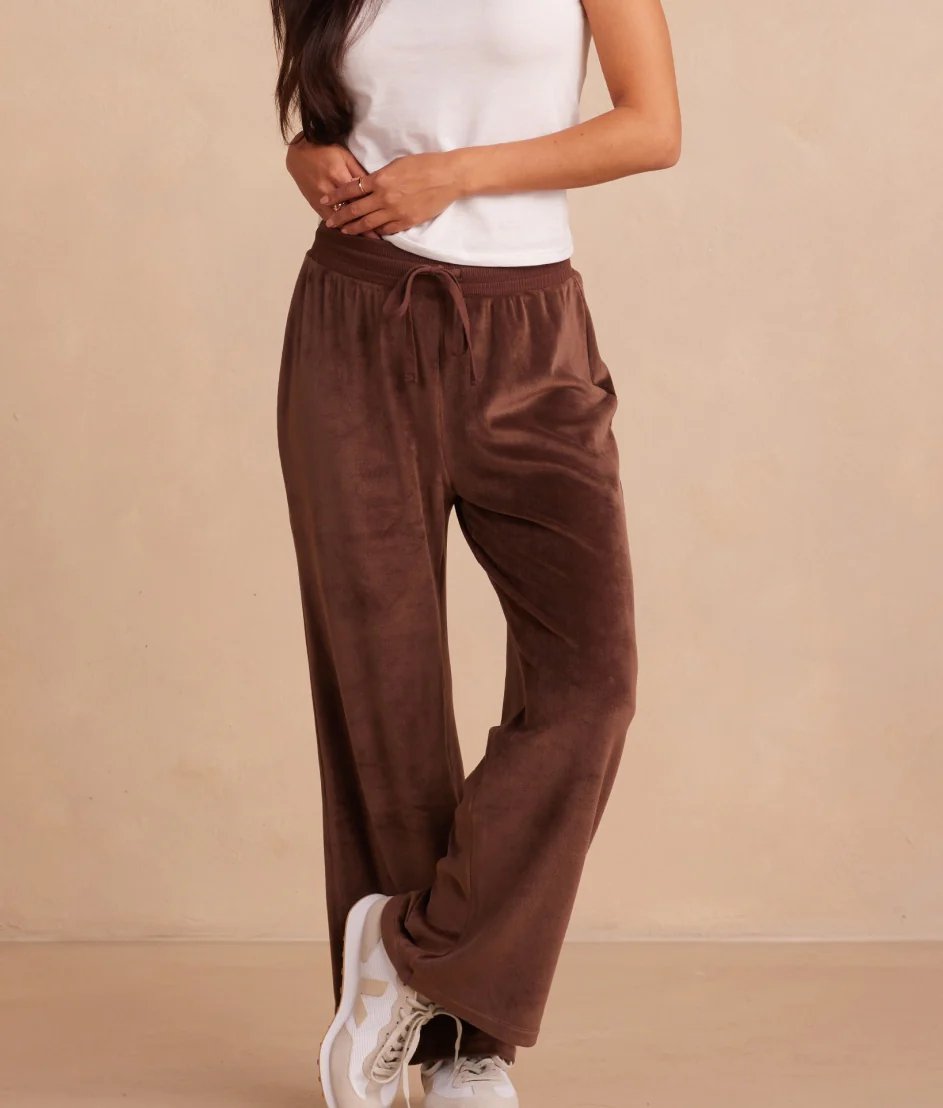 The Plush Velour Lounge Pant - Chocolate