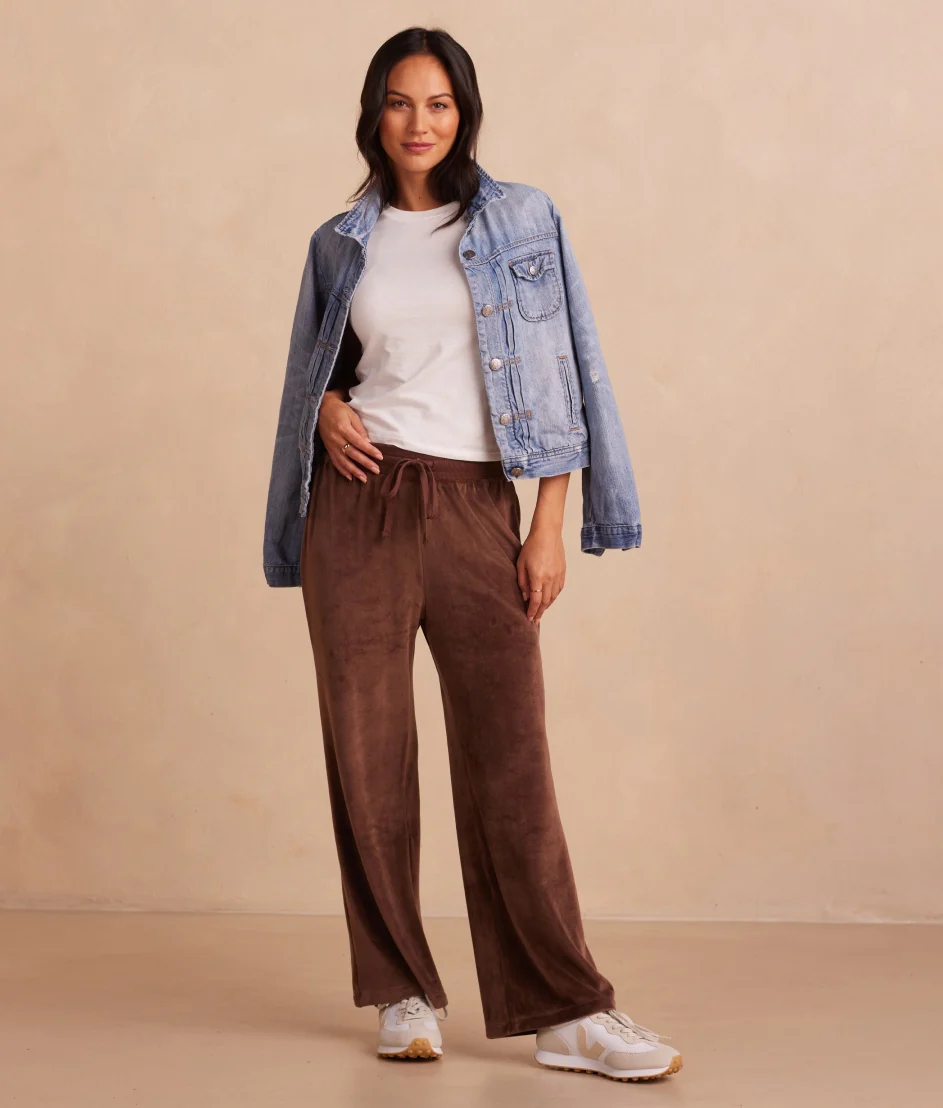 The Plush Velour Lounge Pant - Chocolate