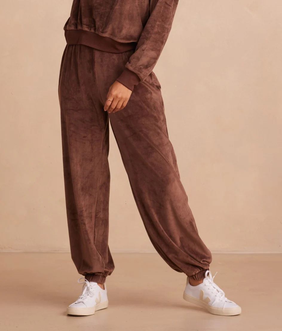 The Plush Velour Jogger - Chocolate