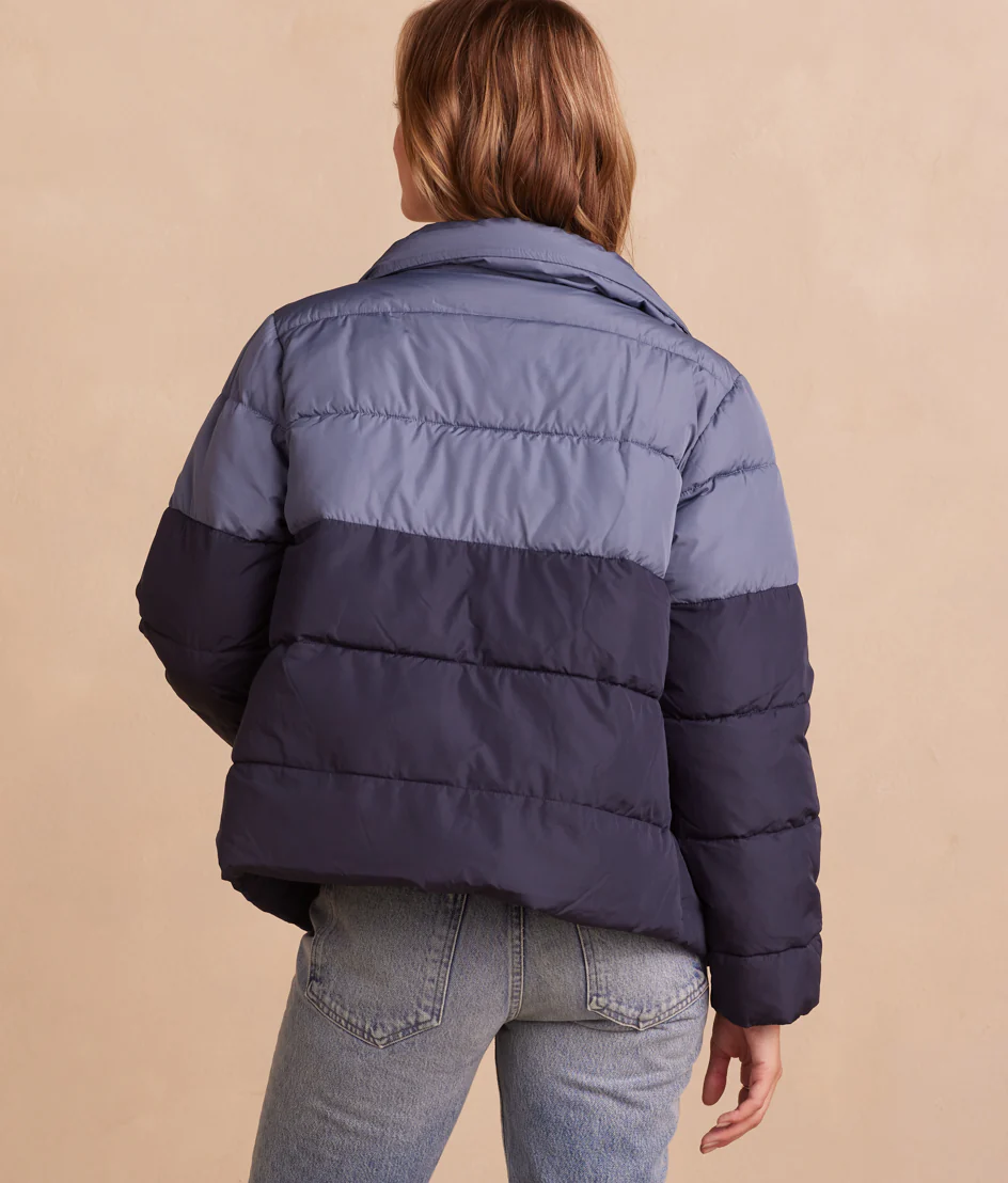 The Colorblock Eco Puffer Jacket - Midnight & Slate