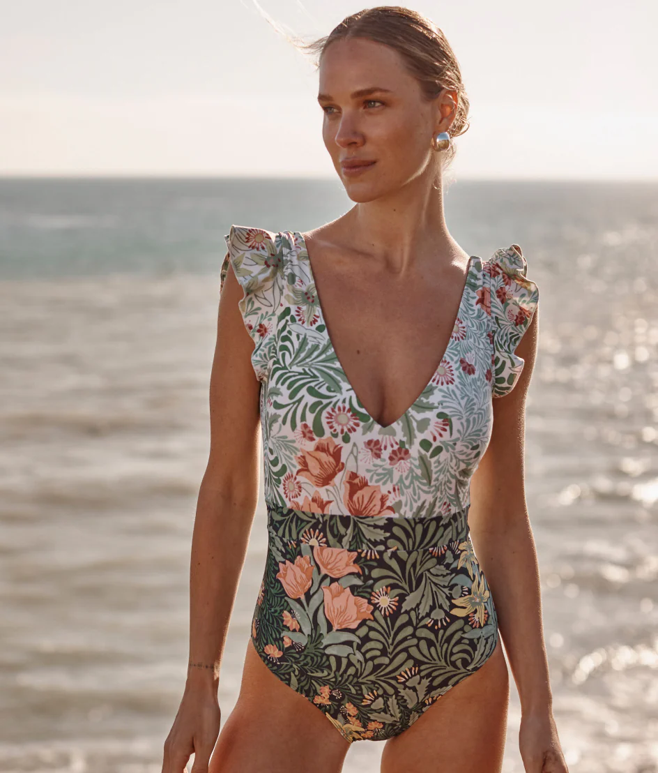 The Ruffle Backflip - Bower in Seaglass & Watermelon