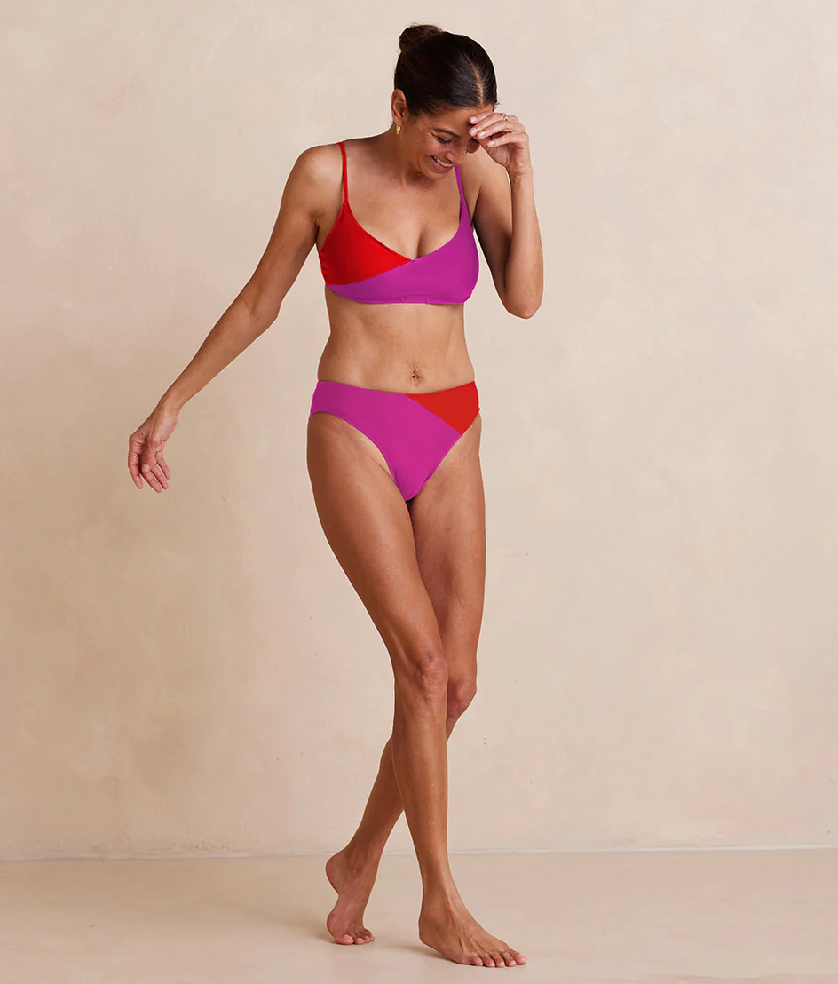 The Marina Bikini Top - Hibiscus & Grapefruit