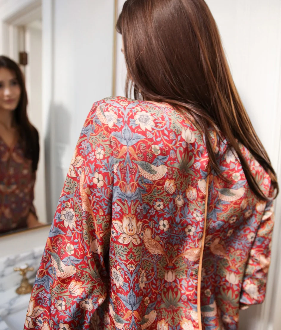 2241-The-Silky-Luxe-Pajama-Set-Strawberry-Thief-in-Crimson-Slate-4.webp The Silky Luxe Pajama Set - Strawberry Thief in Crimson & Slate