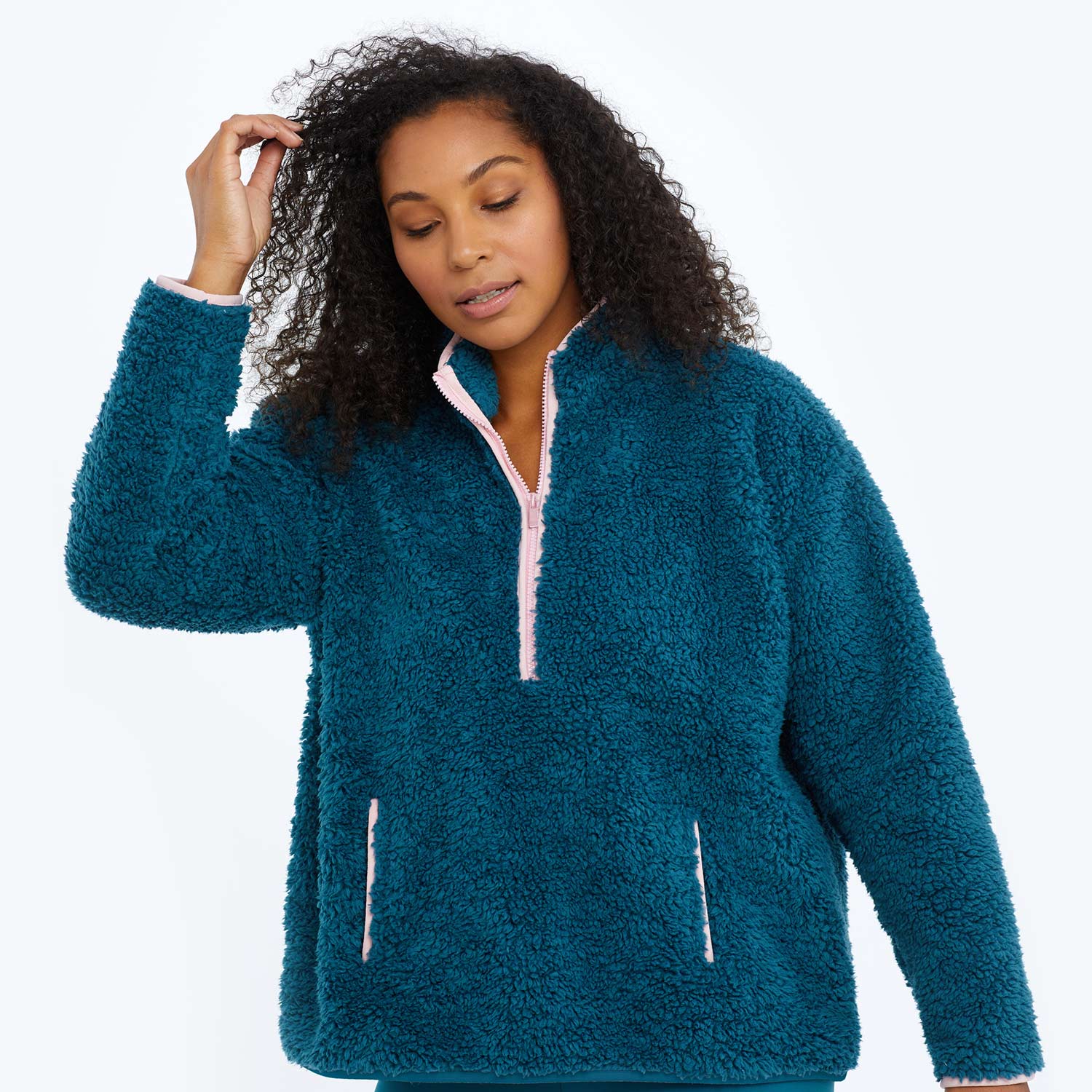 The Cozy High Pile Eco Fleece Half-Zip - Venetian & Pink Sky