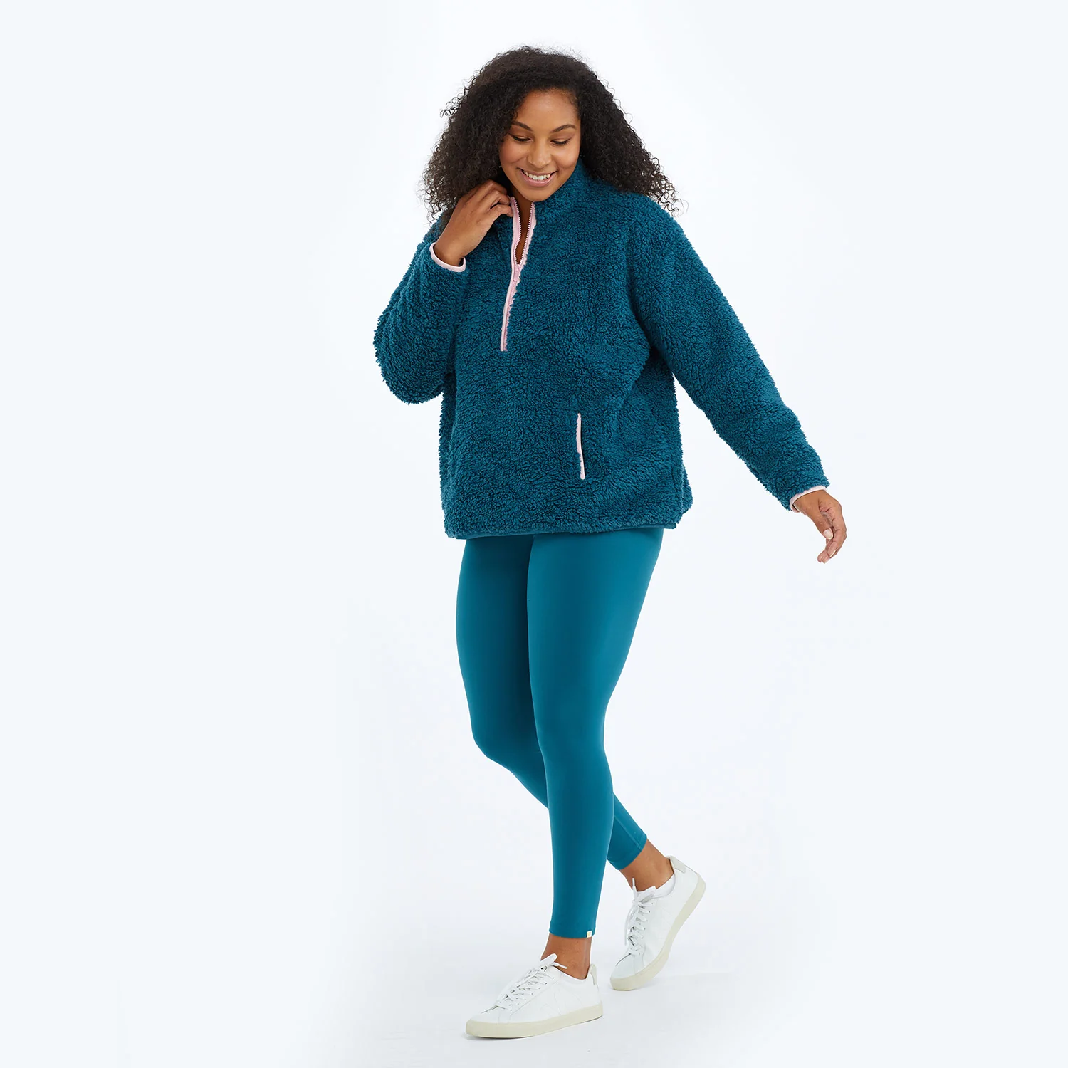 The Cozy High Pile Eco Fleece Half-Zip - Venetian & Pink Sky