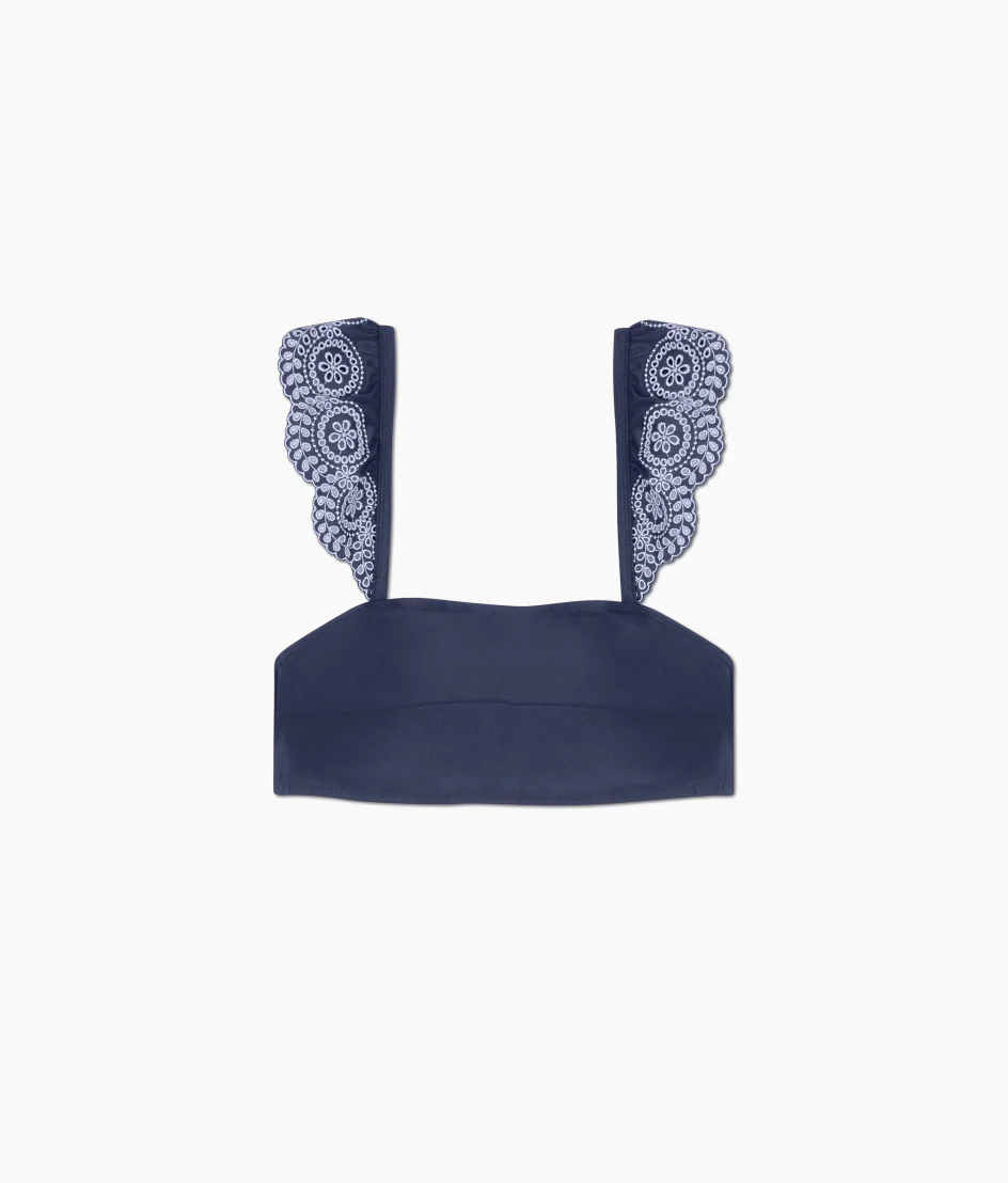 The Eyelet Ruffle Oasis Top - Deep Sea