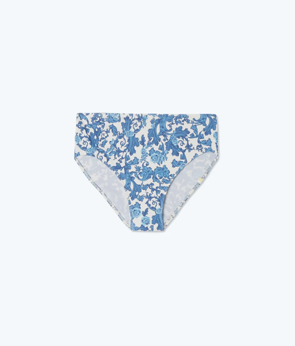 The High Leg High Rise Bottom - Garden Floral in White Sand & Pacific