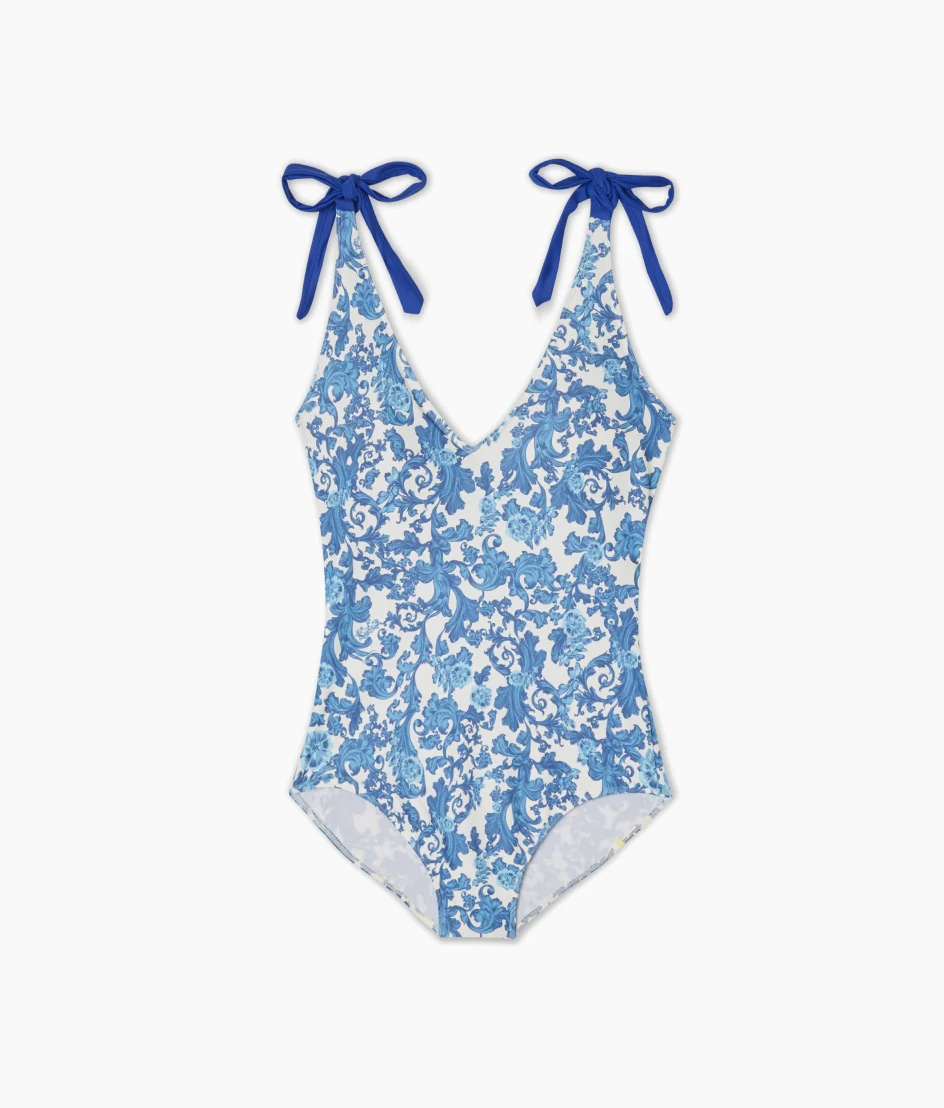 The Tie Backflip - Garden Floral in White Sand & Pacific