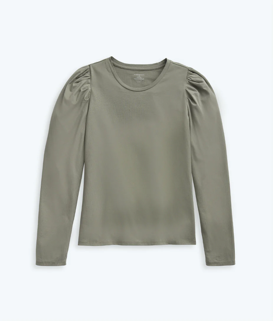The Luxe Pima Long-Sleeve Statement Tee - Agave