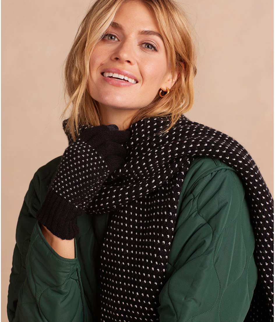 The Luxe Cashmere Blend Mix Stitch Scarf - Sea Urchin & White Sand