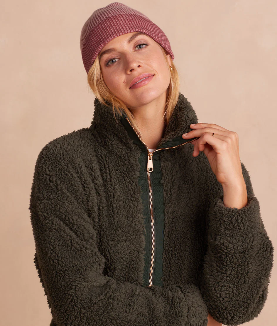The Coziest Cashmere Blend Hat - Rosewood & Shell