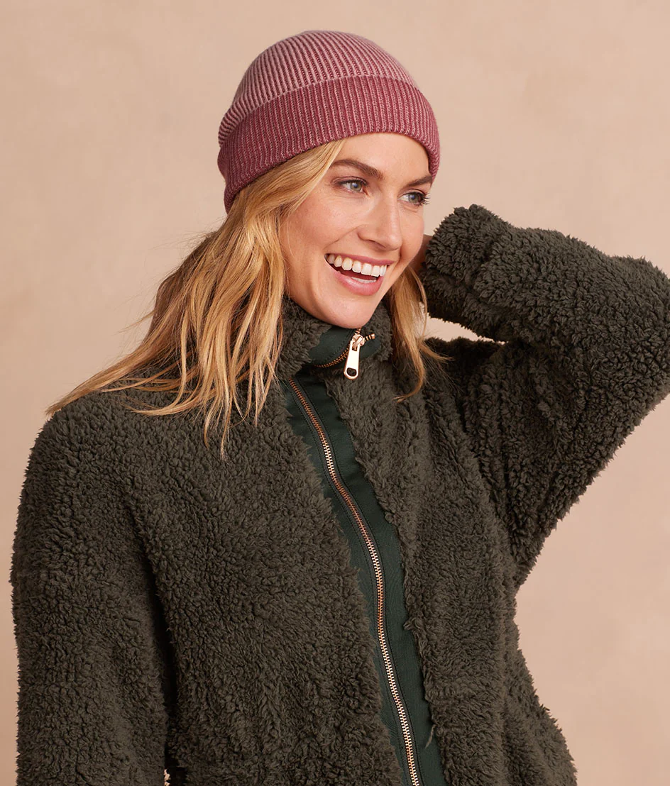 The Coziest Cashmere Blend Hat - Rosewood & Shell