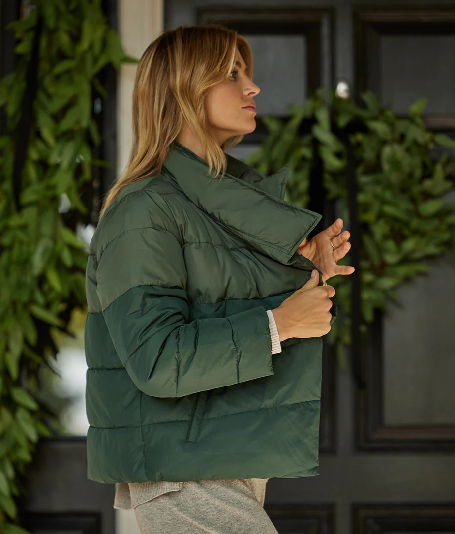 The Colorblock Eco Puffer Jacket - Olive & Eden