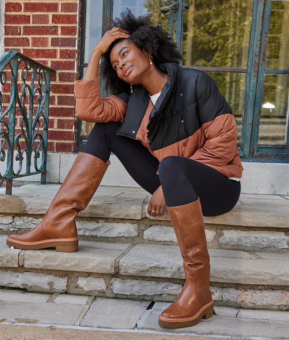 The Colorblock Eco Puffer Jacket - Sea Urchin & Praline