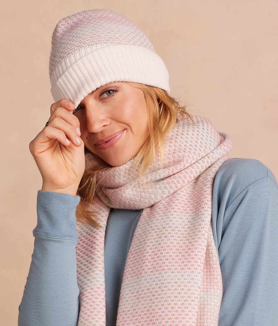 The Coziest Cashmere Blend Soft Stripe Hat - Pastel Soft Stripe