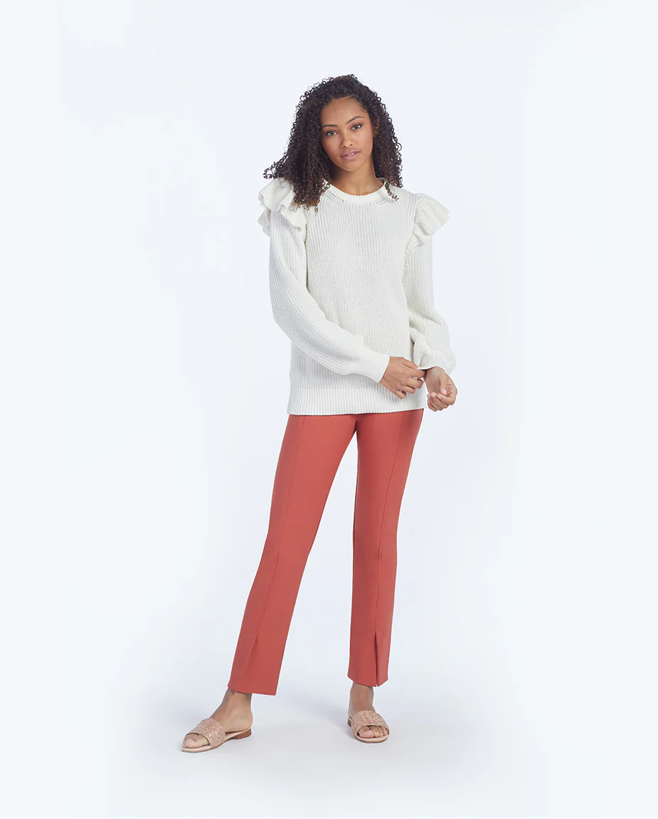 The Multitasking Slit Front Ankle Pant - Terracotta