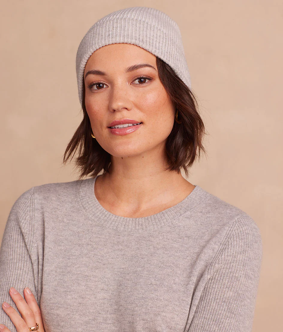 The Coziest Cashmere Blend Hat - Wolf & White Sand