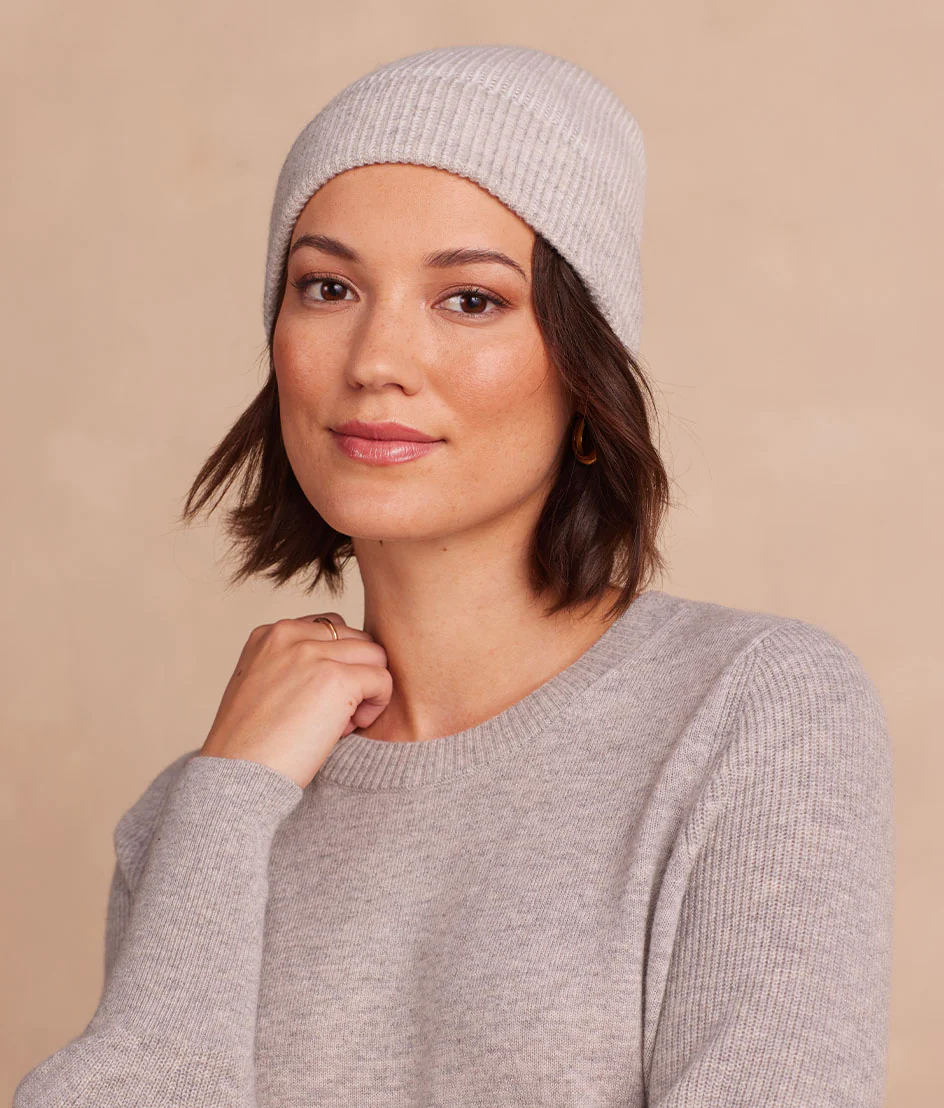The Coziest Cashmere Blend Hat - Wolf & White Sand