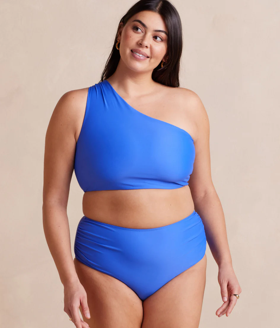 The Ruched Sidestroke Bikini Top - Hydrangea