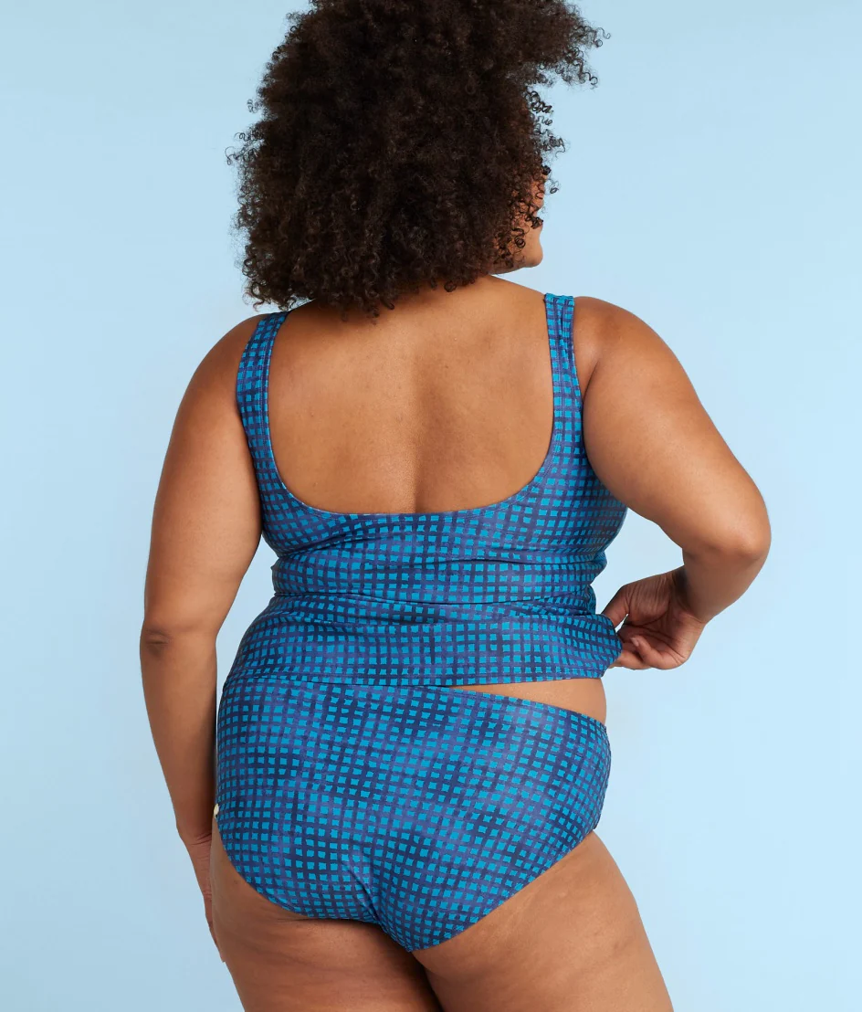 The High Leg High Rise Bottom - Gingham in Deep Sea