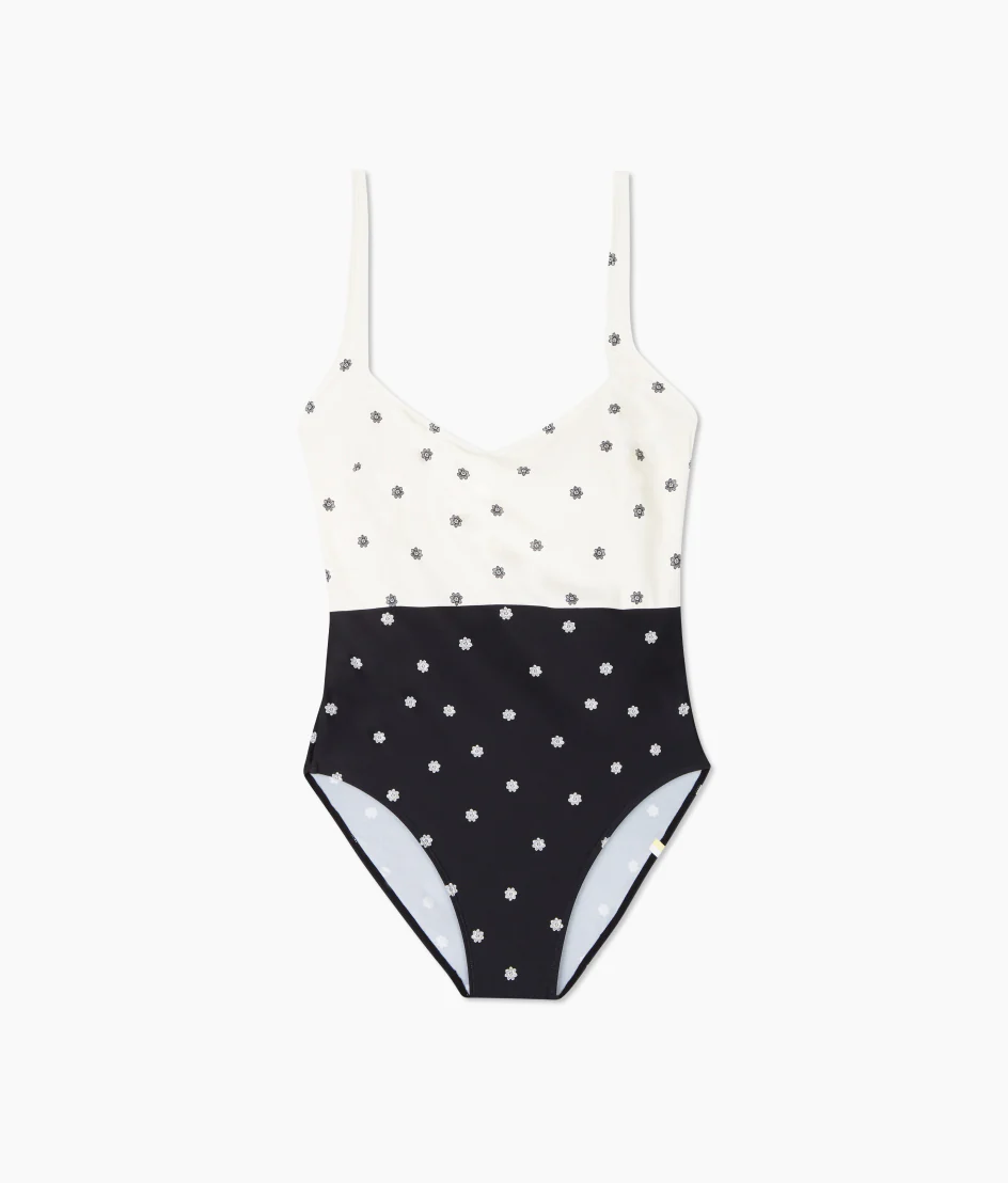 The Seascape Sweetheart One Piece - Microfloral in Sea Urchin & White Sand