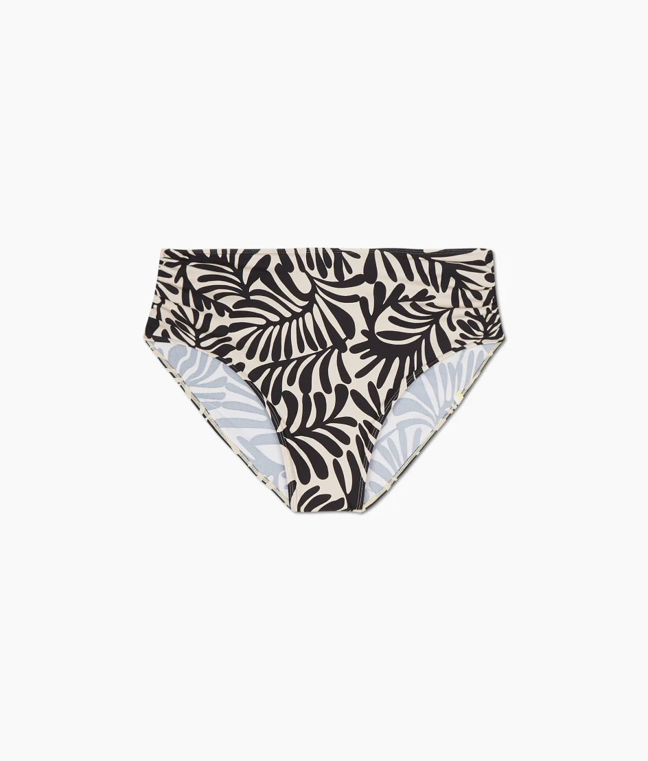 The Ruched High Leg High Rise Bottom - Abstract Palm in Sea Urchin & White Sand