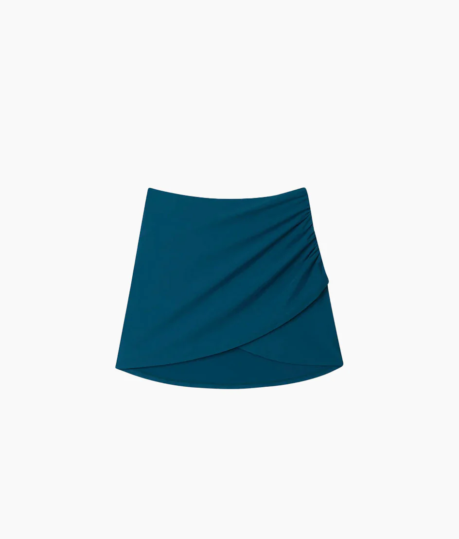 The Ruched Swim Skirt - Seaweed