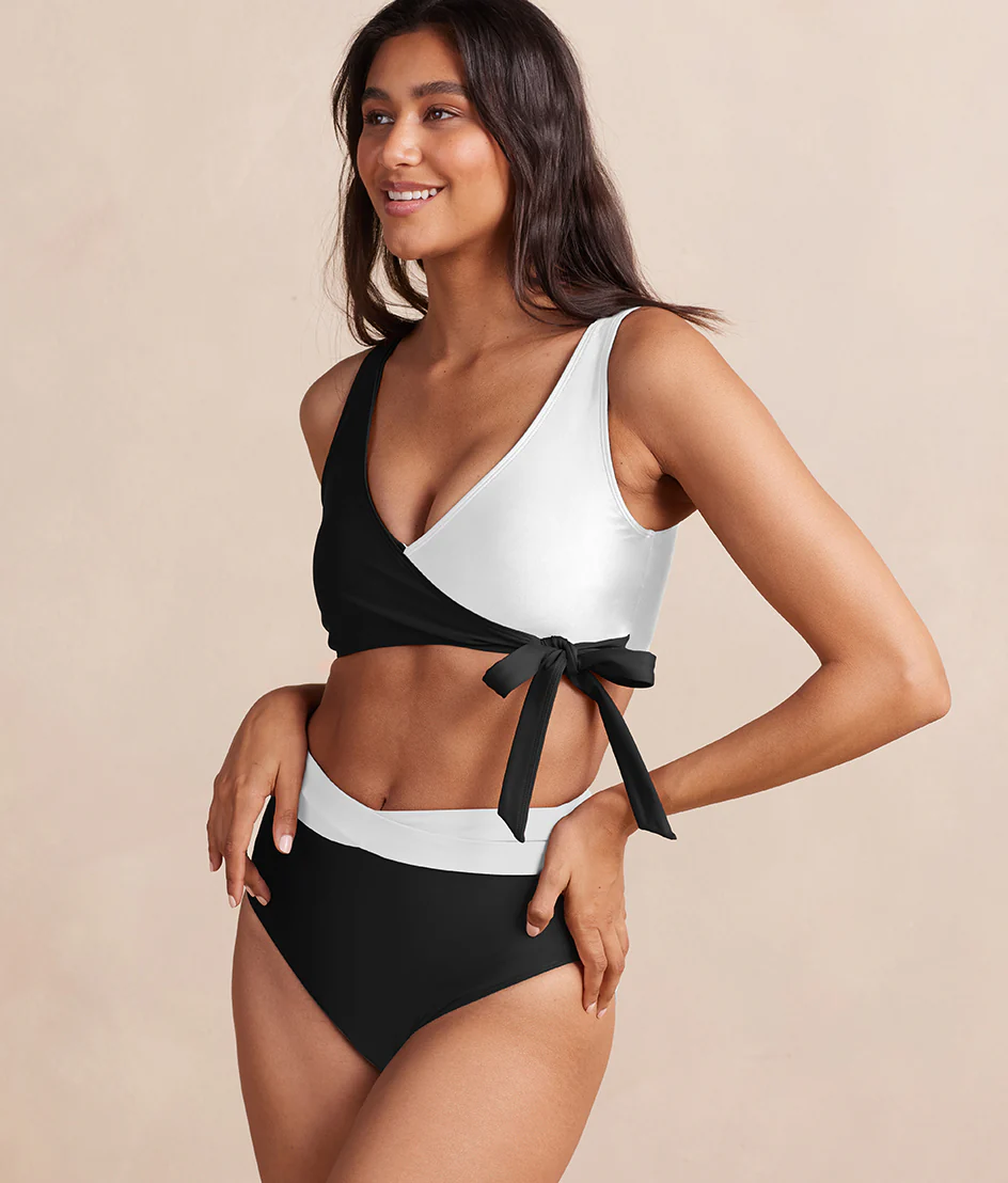 The Perfect Wrap Bikini Top - Sea Urchin & White Sand