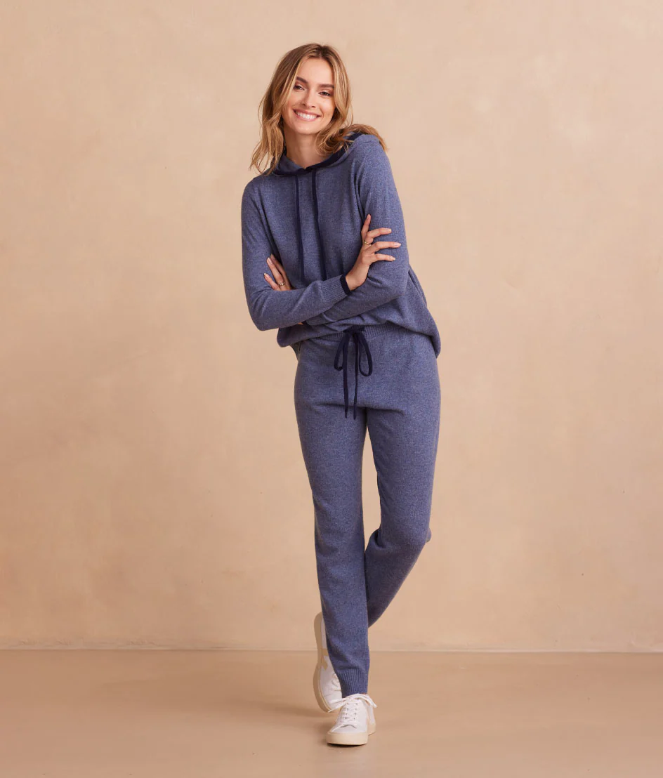 The Coziest Cashmere Blend Jogger - Steel & Midnight