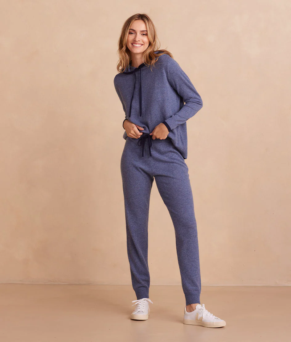 The Coziest Cashmere Blend Jogger - Steel & Midnight