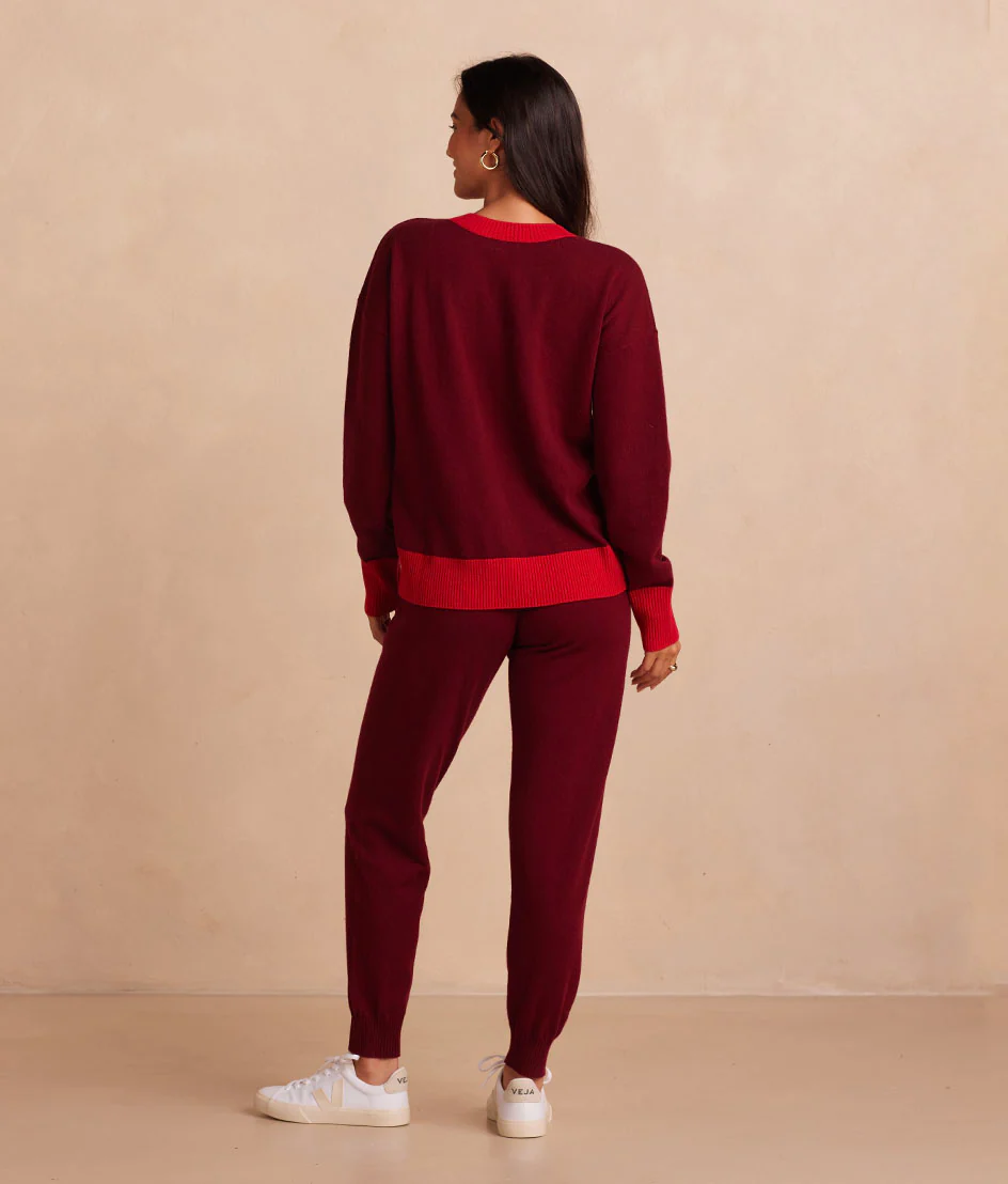 The Coziest Cashmere Blend Jogger - Pinot & Lava