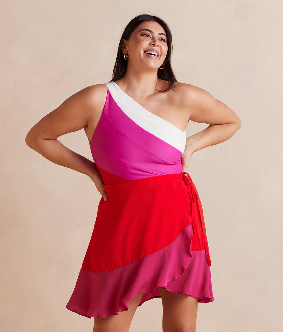 The Short Beach to Brunch Wrap Skirt - Lava & Hibiscus