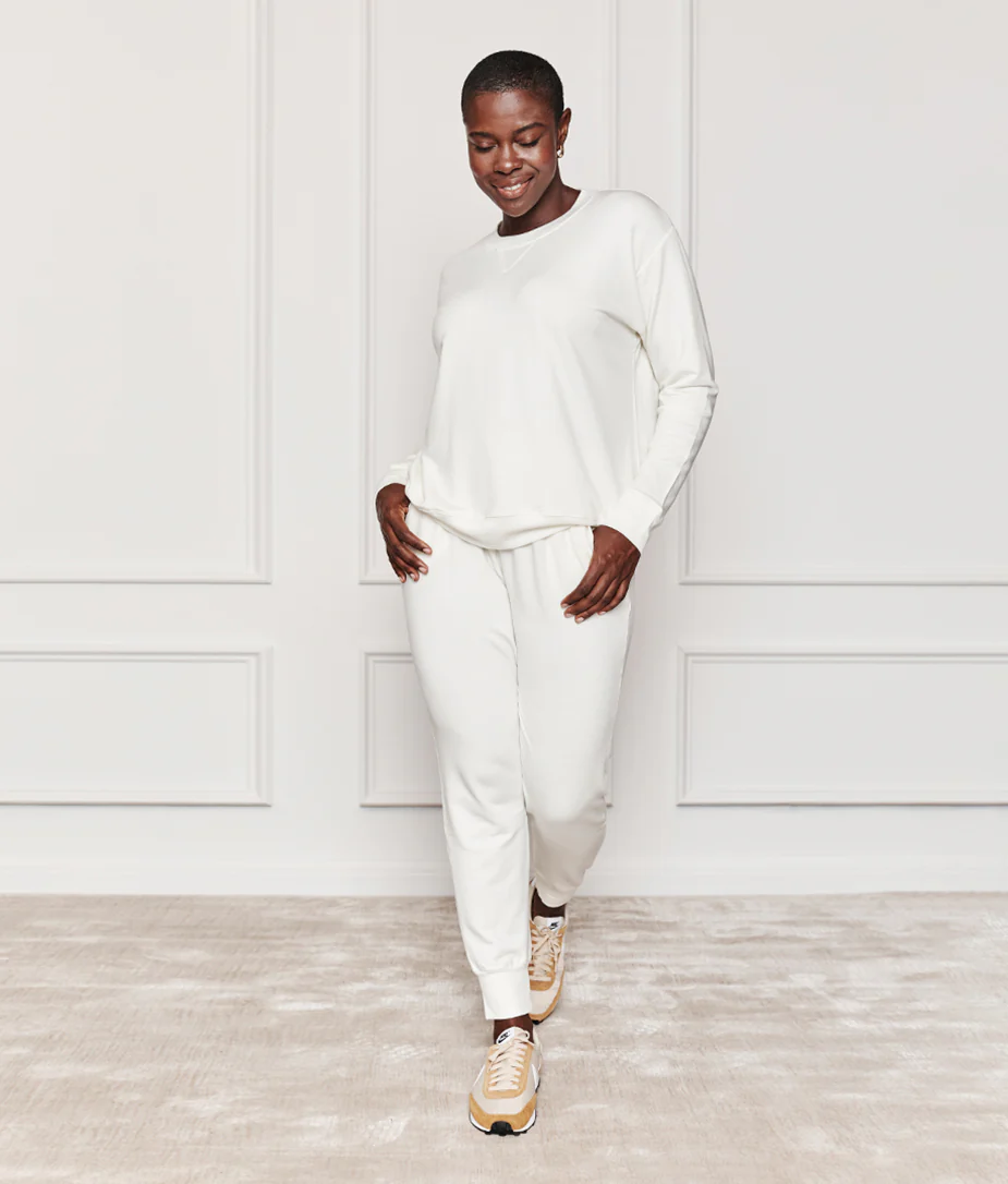 The Softest French Terry Jogger - White Sand
