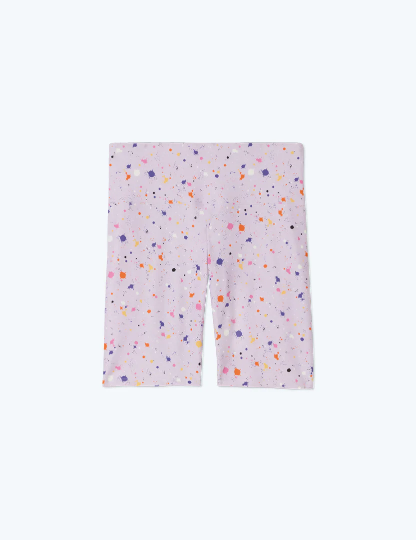 The Do-It-All High Rise Biker Shorts - Paint Splatter in Lilac