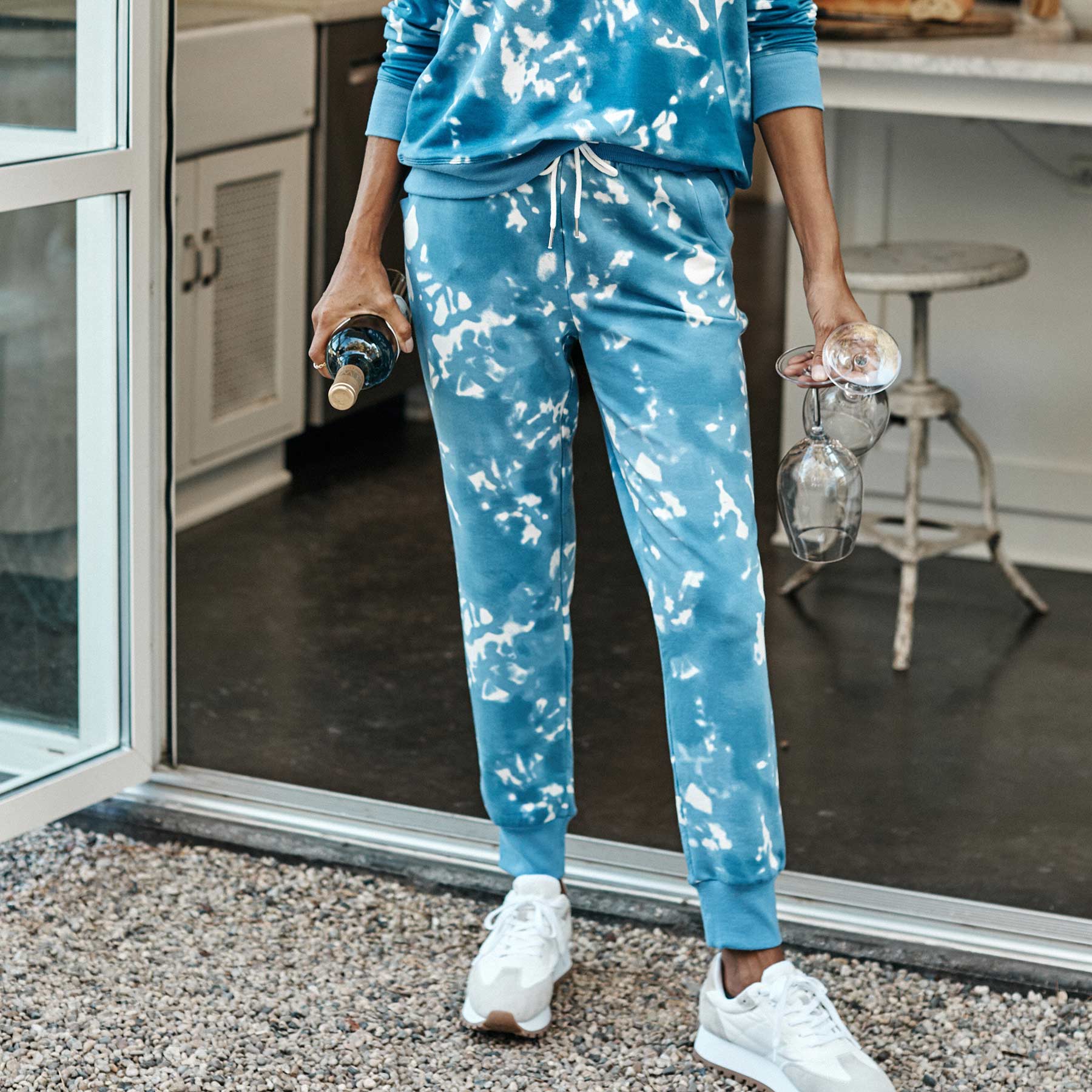 The Softest French Terry Jogger - Blue Horizon Tie Dye