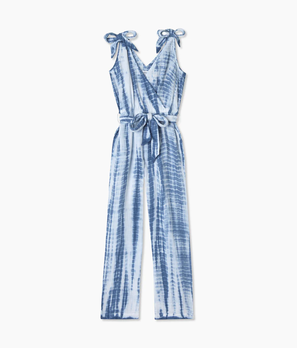 The Going Places Gauze Tie-Shoulder Jumpsuit - Summer Tie Dye