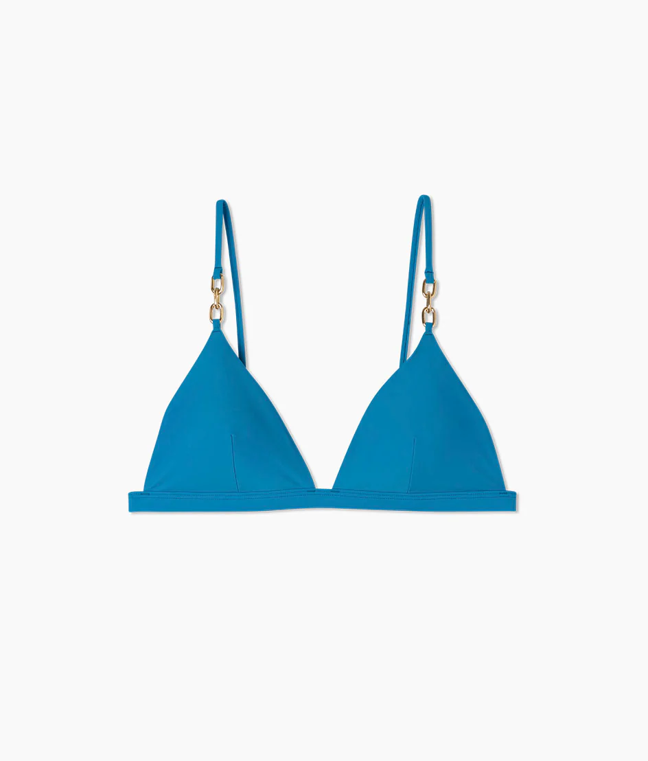 The Chain-Shoulder Triangle Bikini Top - Capri
