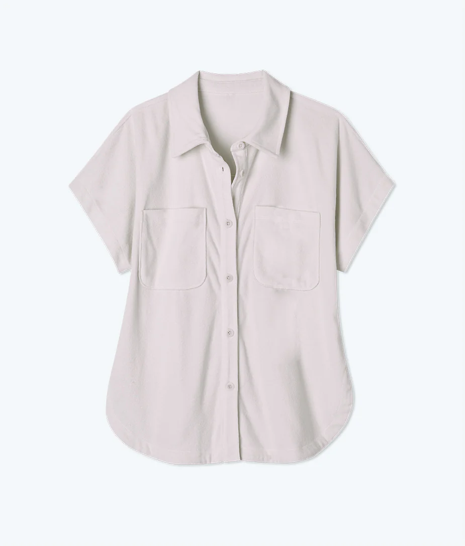 The Towel Terry Button-Down Shirt - White Sand