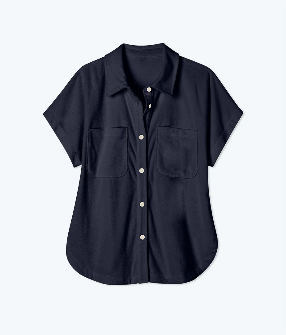 The Towel Terry Button-Down Shirt - Midnight